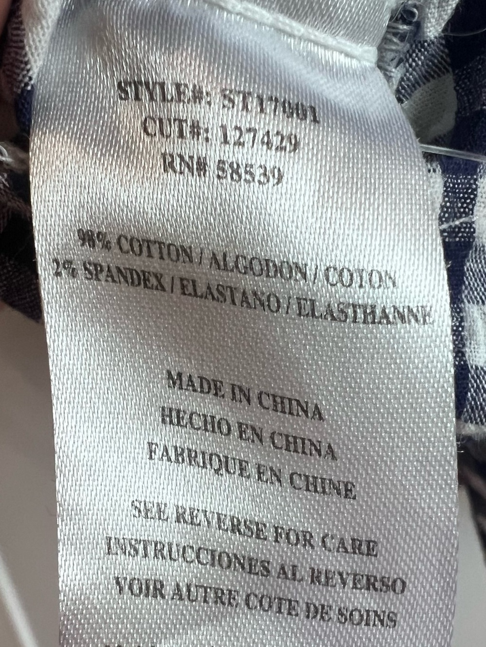 Kut from the Kloth Navy and White Gingham Shirt Size Extra Large - Picture 4 of 4
